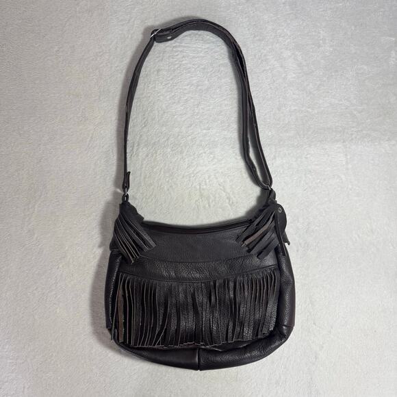 Brown Leather Fringe Western Style Shoulder Bag Purse - Picture 1 of 9